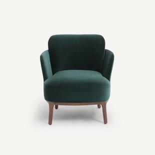 Fauteuil met poten van massief notenhout en fluweel, Jabote