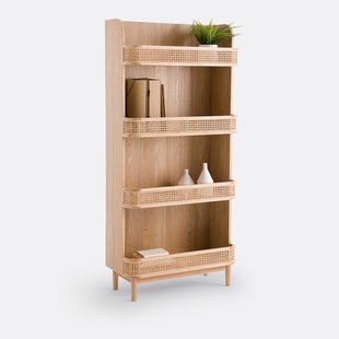 Wandrek boekenkast in rietwerk, Laora