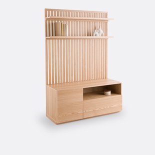 Massief essen en gefineerd hifi-tv-meubel, THEONIE