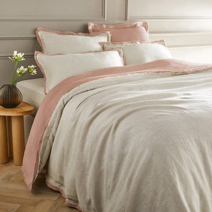 Dekbedovertrek gewassen linnen dubbele franje Alhanasia