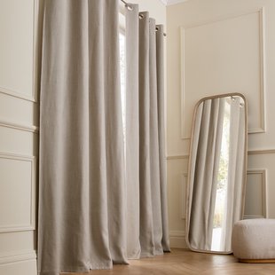 Verduisteringsgordijn van gewassen linnen, oogjes, Private