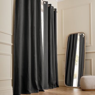 Verduisteringsgordijn van gewassen linnen, oogjes, Private