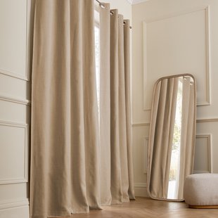 Verduisteringsgordijn van gewassen linnen, oogjes, Private