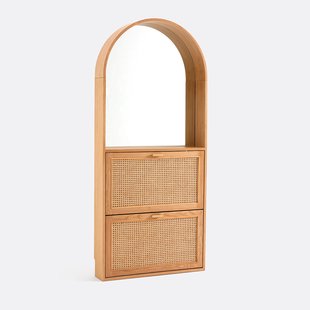 Schoenenkast, tot 8 paar, met 2 kleppen en spiegel, MATHEO