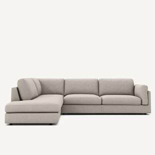 Hoekbank met longchair van viscose en linnen, César