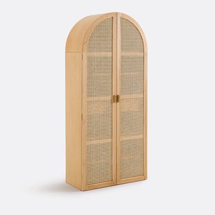 2-deurs servieskast in eikenfineer en riet, MATHEO