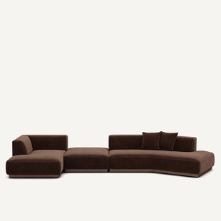 Open hoekbank links XL in chenille fluweel, JACOPO