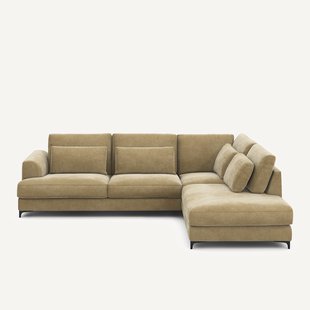 Omvormbare hoekbank rechts, stonewashed fluweel, Marsile