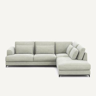 Omvormbare hoekbank rechts, stonewashed fluweel, Marsile