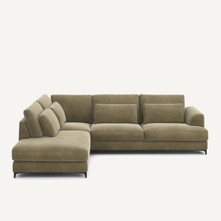 Omvormbare hoekbank links, in linnen fluweel, Marsile