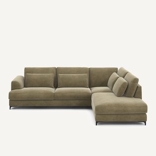 Omvormbare hoekbank rechts, linnen fluweel, Marsile