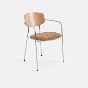 Tafelfauteuil van chroom en hout, Avino