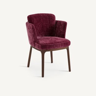 Tafelstoel met poten van notenhout en fluweel, Jabote