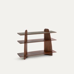 Lage boekenkast in massief notenhout, klein model, ILOSS