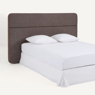 Hoofdbord in gevlekte stof met frame in eikenfineer, NOEN