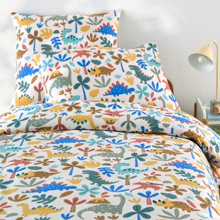 Kinderdekbedovertrek, 30% gerecycled katoen, dinosaurusprint, DINO