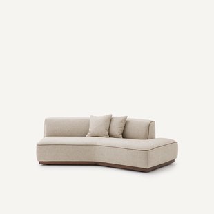 Rechte halve bank in viscose met structuur en linnen, JACOPO