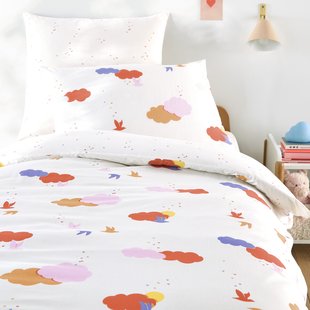 Kinderdekbedovertrek, biologisch katoen, wolkenprint, NOKI