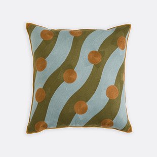 Vierkante kussenhoes 45x45 cm, linnen en geborduurd katoen, TOUMA