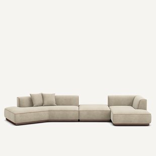 Open rechte hoekbank in linnen fluweel, JACOPO