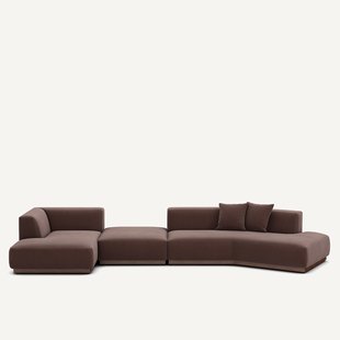 Open hoekbank links in linnen fluweel, JACOPO