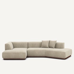 Open hoekbank links in linnen fluweel, JACOPO