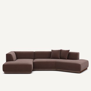 Open hoekbank links in linnen fluweel, JACOPO