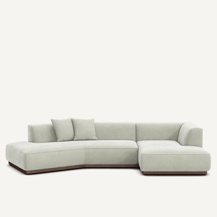 Rechte open hoekbank in stonewashed fluweel, JACOPO