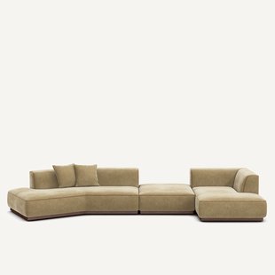 XL hoekbank rechts met voetensteun in stonewashed fluweel, JACOPO