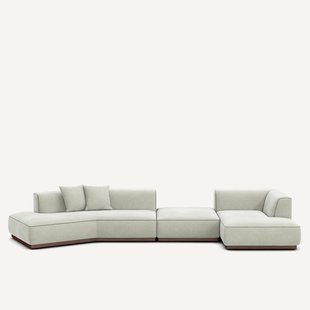 XL hoekbank rechts met voetensteun in stonewashed fluweel, JACOPO