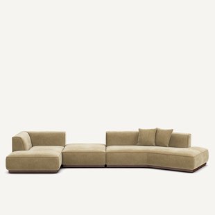 XL linkerhoek met voetsteun in stonewashed fluweel, JACOPO