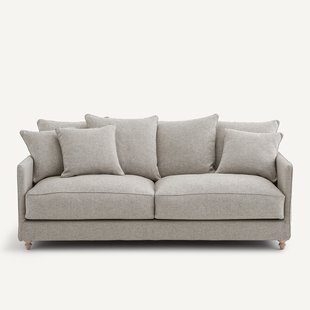 3-zits slaapbank van gestructureerde viscose en linnen, LAZARE