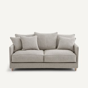 Compacte slaapbank in viscose met structuur en linnen, LAZARE