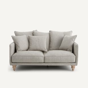 Compacte 3-zitsbank van viscose met structuur en linnen, LAZARE