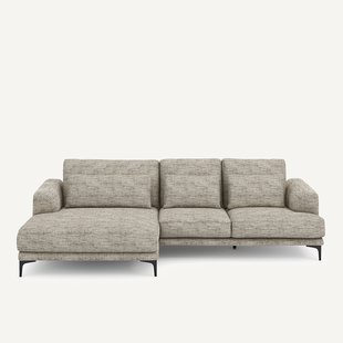 Longchair hoek XL links in gestippelde visgraatstof, MARSILE