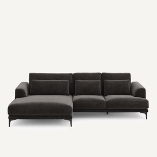 XL hoekbank links in chenille fluweel, MARSILE