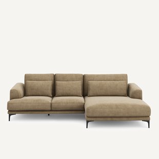 XL longchair met rechterhoek van stonewashed fluweel, MARSILE