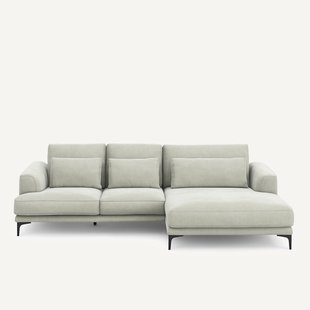 XL longchair met rechterhoek van stonewashed fluweel, MARSILE