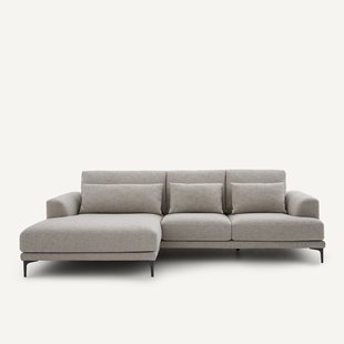 XL longchair links van viscose met structuur en linnen, MARSILE