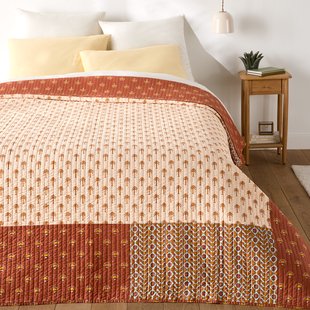 Patchwork bedrukte kantha sprei, gewassen katoen, NIZAR