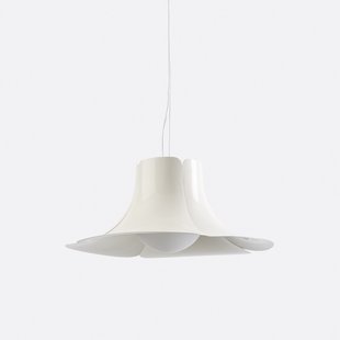 Tulpvormige hanglamp van metaal en opalineØ48 cm, Tessen