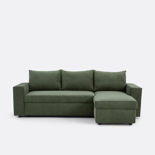 3-zits hoekslaapbank met opbergruimte, fijn ribfluweel, FLO