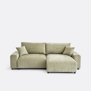 Omkeerbare hoekbank, omvormbaar, met box, in gevlamde chenille, GALENE