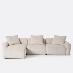 3-zits links modulaire hoekbank in jacquard chenille, AMAD