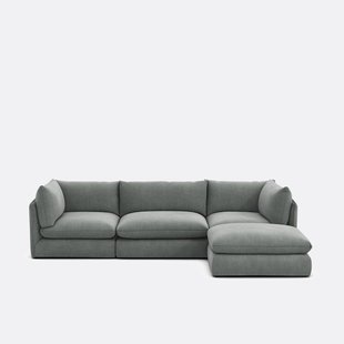 Modulaire bank, 3 zits met poef, gestructureerde stof, Malo