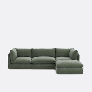 Modulaire bank, 3 zits met poef, gestructureerde stof, Malo