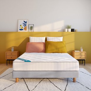 Set van zeer stevige latexmatras van 21 cm met 7 zones en gestoffeerde lattenbodem