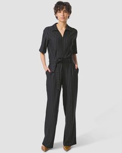 HEMA Damesjumpsuit Eva jersey strepen zwart/wit (zwart/wit)