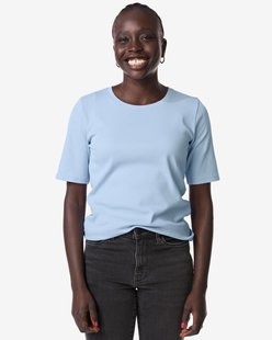 HEMA Dames T-shirt Clara rib blauw (blauw)