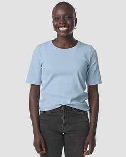 HEMA Dames T-shirt Clara rib blauw (blauw)